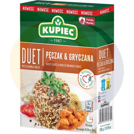 Duet groats, barley, buckwheat, roasted, 3*100g/12pcs Kupiec