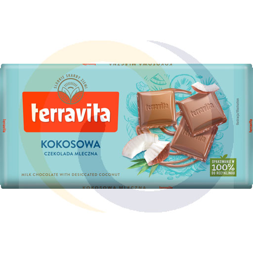 Eurovita (Terravita) Czekolada mlecz 32% TV z wiór.kokos 100g/25szt Terravita kod:5900915028012