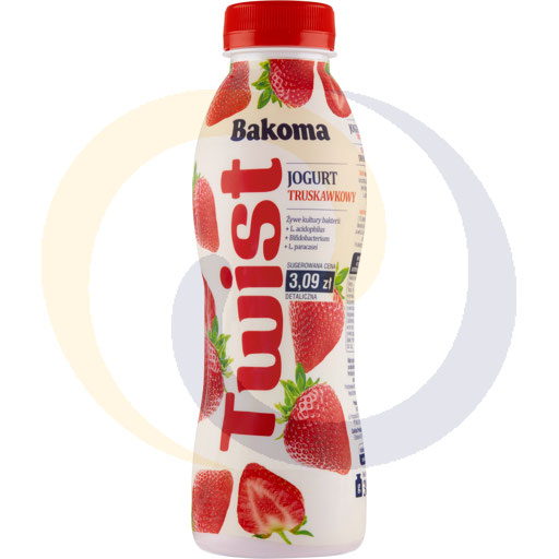 Bakoma TWIST Jogurt pitny truskawka 380g/6szt  kod:5900197007361