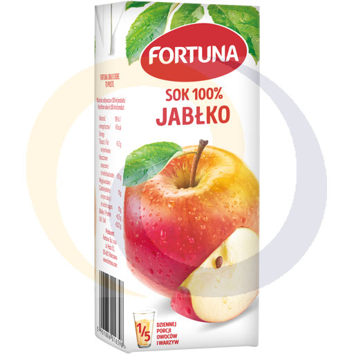 Sok 100% jabłko karton 0,2l/24szt Fortuna