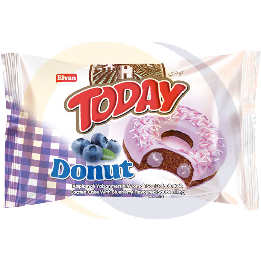 Donut z nadz. o smaku jagodowym 50g/24szt/6disp Elvan