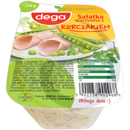Sałatka warzywna z kurczakiem 250g/5szt Dega (68.5834)
