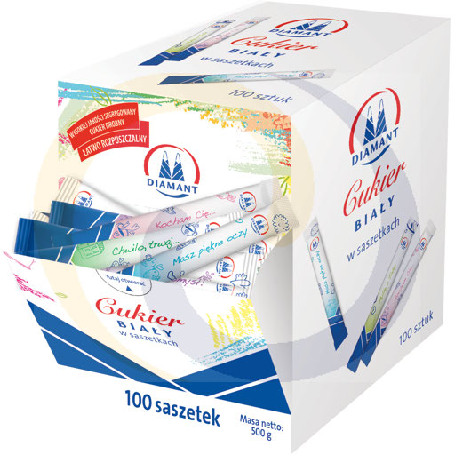 Cukier biały saszetki(100szt) 500g/6szt Diamant