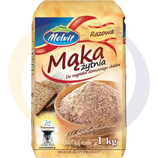 Mąka żytnia razowa 1,0kg/10szt Melvit (92.3371)