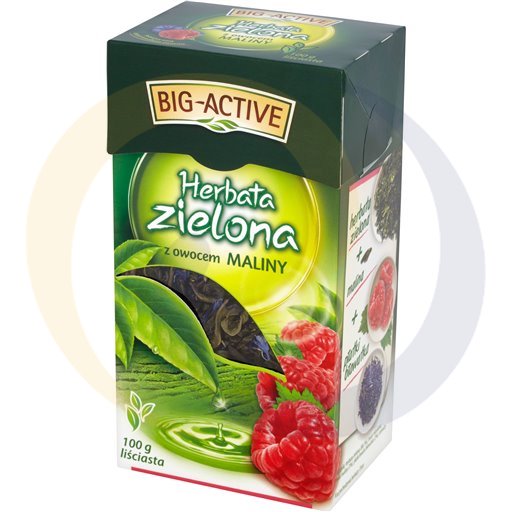 Herbapol Herbata BA zielona z maliną liść 100g/12szt  kod:5905548350288