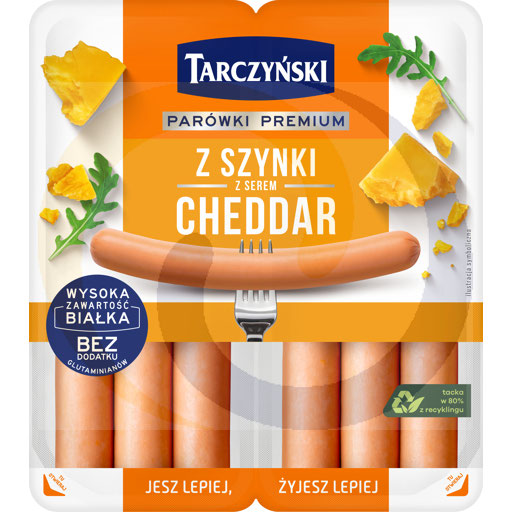 Ham sausages with cheese. Cheddar 180g/10pcs E Tarczyński (71.4811)