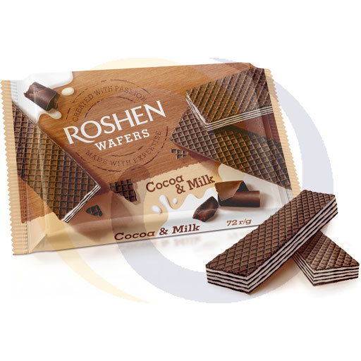 Roshen Europe Wafle czekoladowo-mleczne 72g/22szt Roshen kod:4823077632396