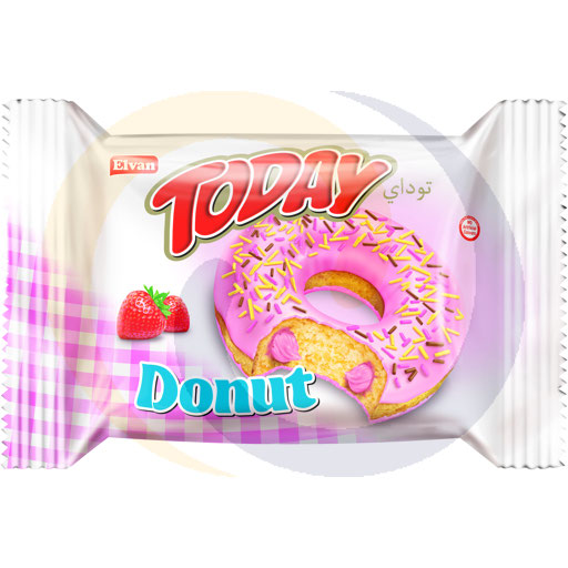 Donut z nadz. o smaku truskawkowym 50g/24szt/6dis Elvan (28.2570)
