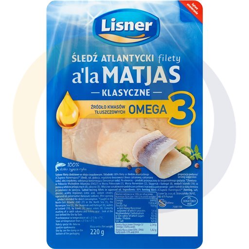 Lisner Filety śledziowe a`la Matjas w oleju 220g/12szt  kod:5900344016697