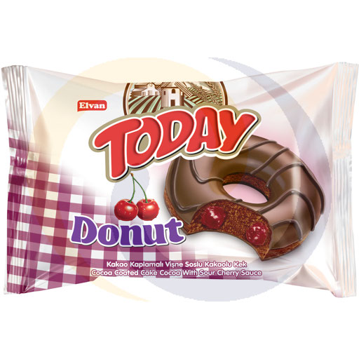 Donut z nadz. o smaku wiśnowym 50g/24szt/6dis Elvan (30.2922)