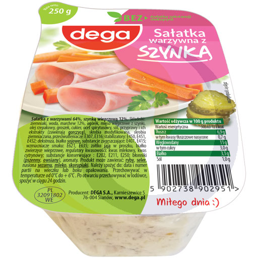 Sałatka warzywna z szynką 250g/5szt Dega (38.3970)
