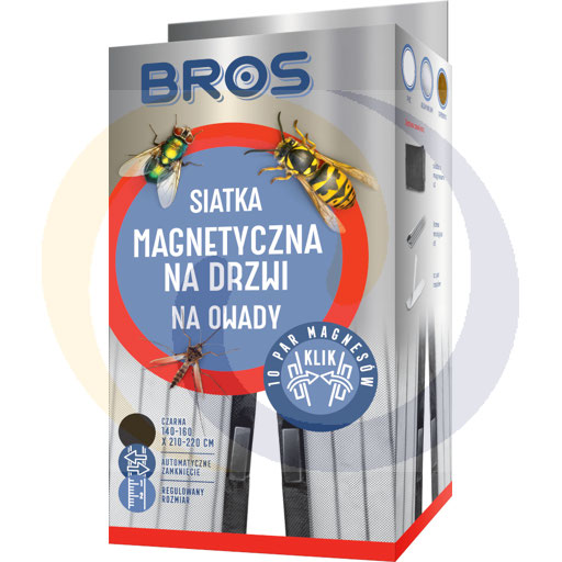 Siatka magnet. na drzwi na owady 160x220 czarna .Bros