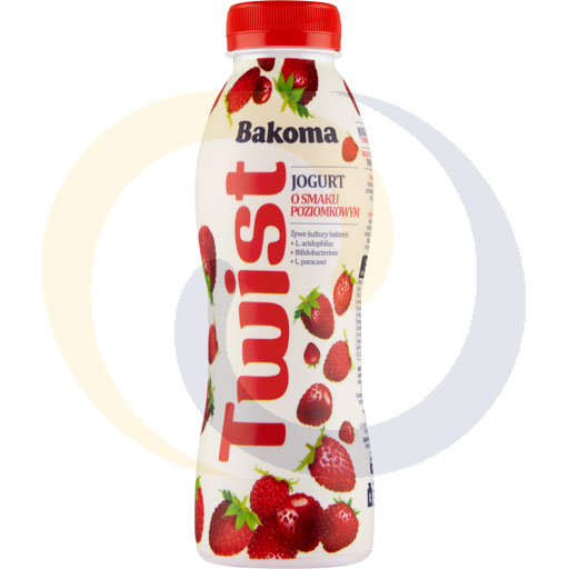 Bakoma TWIST Jogurt pitny poziomka 380g/6szt  kod:5900197011009