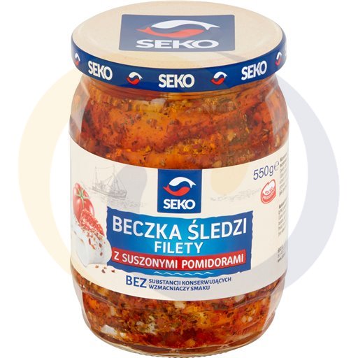 Seko Beczka śledzi filety z suszonymi pomidor 550g/6szt  kod:5902353020573