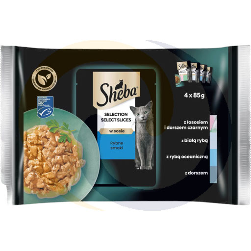 Pokarm Sheba w sosie rybne smaki sasz. 4*85g/13szt Mars