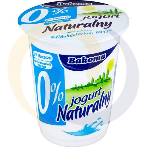 Bakoma Jogurt Naturalny łagodny 0% 350g/12szt  kod:5900197016592