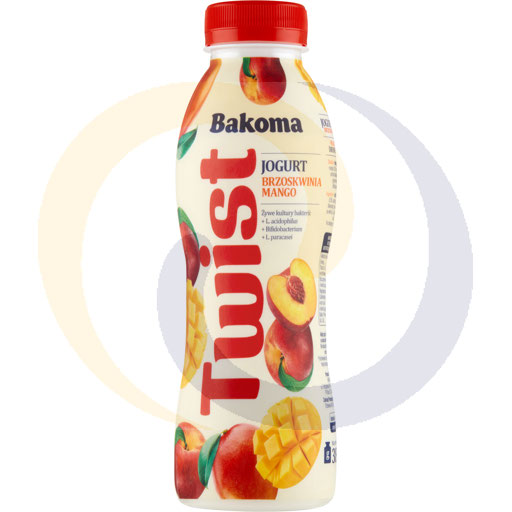Bakoma TWIST Jogurt pitny brzoskwinia-mango 380g/6szt  kod:5900197007378