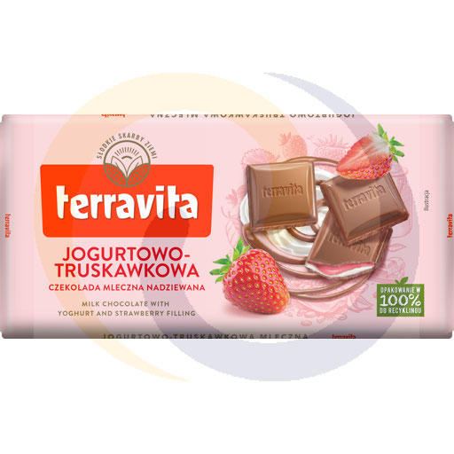 Eurovita (Terravita) Czekolada mlecz.z nadz.jog.-truskaw 100g/25szt Terravita kod:5900915028043