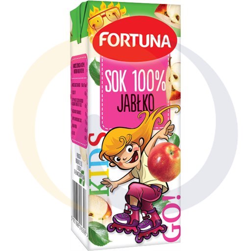Fortuna Sok 100%  jabłko Girls karton 0,2l/24szt  kod:5901886016398