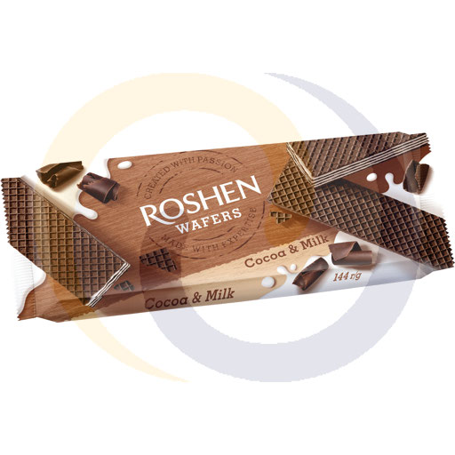 Roshen Europe Wafle czekoladowo-mleczne 144g/16szt  Roshen kod:4823077632013