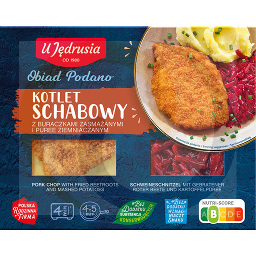 Kotlet schabowy z puree i bur. 400g/5szt U Jędrusia