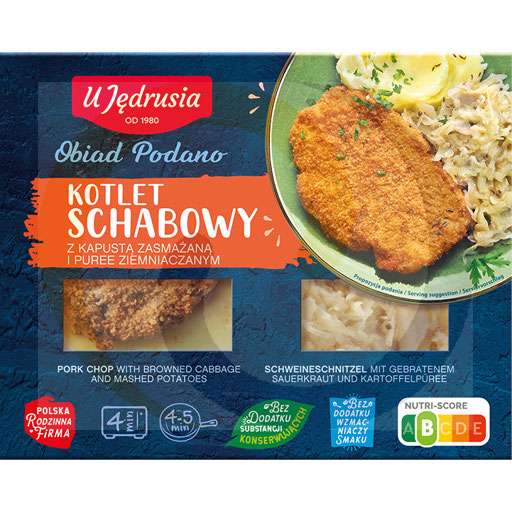 Kotlet schabowy z puree i kapustą 400g/5szt U Jędrusia